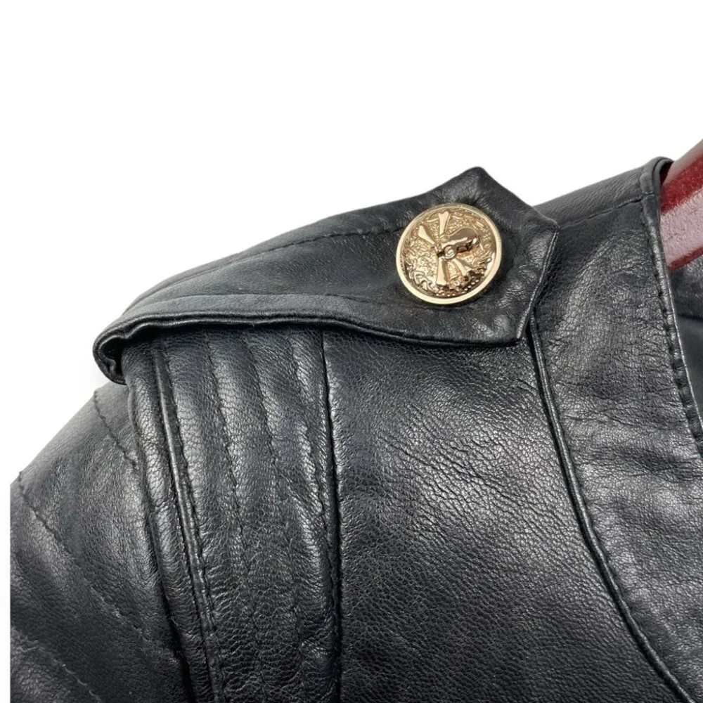 ** PTT Genuine Black Leather Zip Front Jacket Size S ( Asian M)